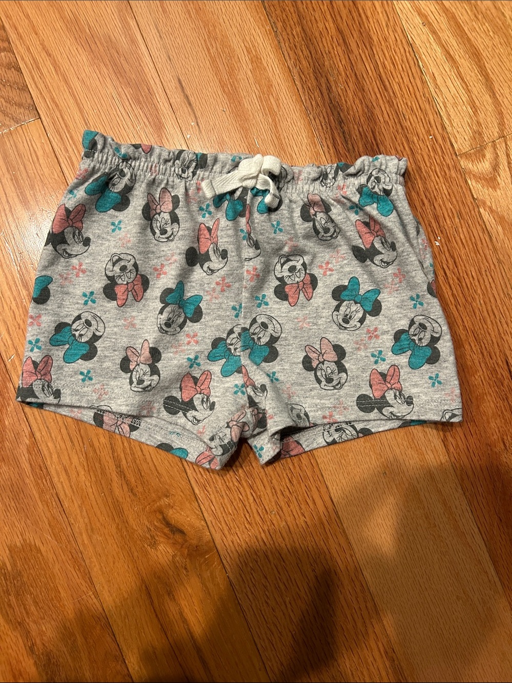 Disney Baby Minnie Mouse Gray Shorts with Pink & Teal Accents